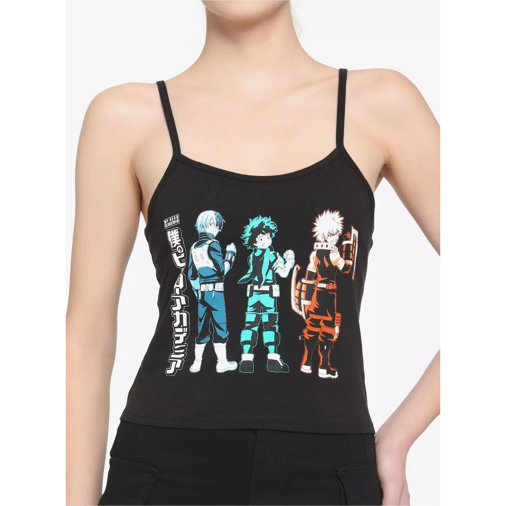 Hot Topic My Hero Academia Trio Girls Crop Cami Tank Top Small Deku Bakugo Anime